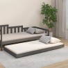 Cadre de lit sans matelas gris 75x190 cm bois de pin massif 
