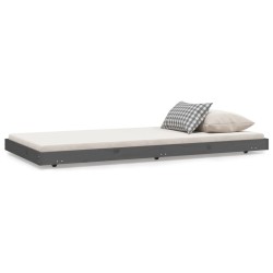 Cadre de lit sans matelas gris 75x190 cm bois de pin massif 