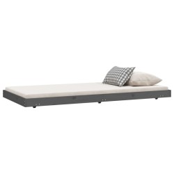 Cadre de lit sans matelas gris 75x190 cm bois de pin massif 