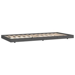 Cadre de lit sans matelas gris 75x190 cm bois de pin massif 