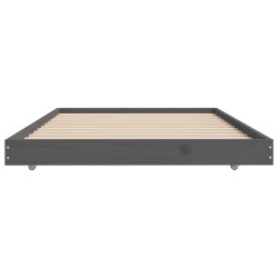 Cadre de lit sans matelas gris 75x190 cm bois de pin massif 