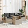 Salon de jardin 5 pcs avec coussins gris clair résine tressée 