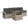 Salon de jardin 5 pcs avec coussins gris clair résine tressée 