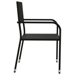 Ensemble à manger de jardin 7 pcs noir résine tressée et acier 