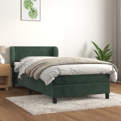 Sommier à lattes de lit avec matelas Vert foncé 100x200 cm 