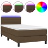 Sommier à lattes de lit et matelas et LED Marron foncé 80x200cm 