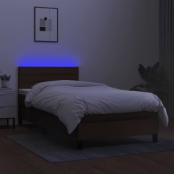 Sommier à lattes de lit et matelas et LED Marron foncé 80x200cm 