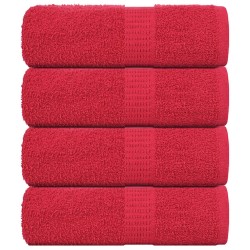 Serviettes de visage 4 pcs rouge 30x30 cm 360 g/m² 100% coton 