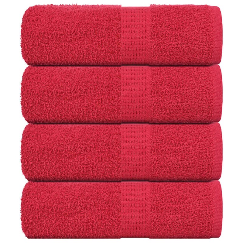 Serviettes de visage 4 pcs rouge 30x30 cm 360 g/m² 100% coton 