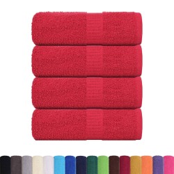 Serviettes de visage 4 pcs rouge 30x30 cm 360 g/m² 100% coton 