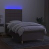 Sommier à lattes de lit et matelas et LED Taupe 90x190 cm Tissu 