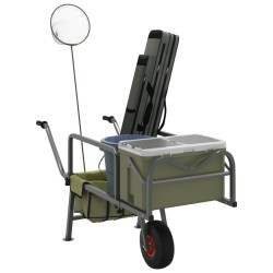 Chariot de pêche vert avec roue acier enduit de poudre 