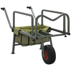 Chariot de pêche vert avec roue acier enduit de poudre 