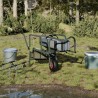 Chariot de pêche vert avec roue acier enduit de poudre 