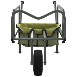 Chariot de pêche vert avec roue acier enduit de poudre 