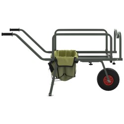 Chariot de pêche vert avec roue acier enduit de poudre 