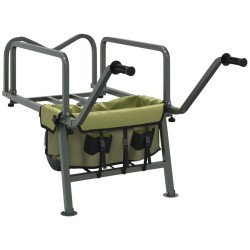 Chariot de pêche vert avec roue acier enduit de poudre 