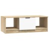 Table basse blanc et chêne sonoma 102x50x36cm bois d'ingénierie 