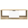 Table basse blanc et chêne sonoma 102x50x36cm bois d'ingénierie 