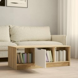Table basse blanc et chêne sonoma 102x50x36cm bois d'ingénierie 