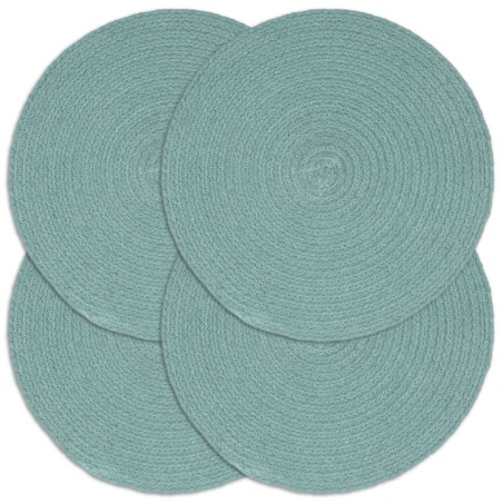 Napperons 4 pcs Vert Plain 38 cm Rond Coton  