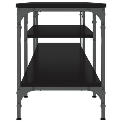 Meuble TV noir 201x35x45 cm bois d'ingénierie et fer 