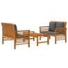 Salon de jardin 3 pcs avec coussins bois massif d'acacia 