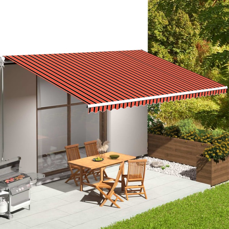 Tissu de remplacement pour auvent Orange et marron 6x3,5 m 