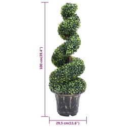Plante de buis artificiel en spirale avec pot Vert 100 cm 