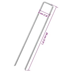 Piquets de sol en forme de U 50 pcs 20x4 cm acier galvanisé 