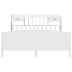 Lit bibliothèque sans matelas blanc 180x200 cm bois pin massif 