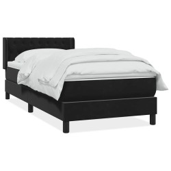 Sommier à lattes de lit avec matelas noir 90x220 cm velours 