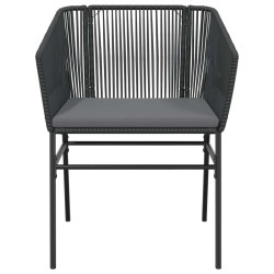 Ensemble à manger de jardin et coussins 5 pcs noir rotin verre 
