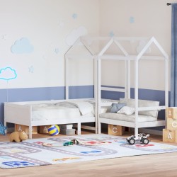 Ensemble de lit de jour et de banc avec toit sans matelas blanc 
