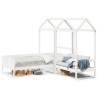 Ensemble de lit de jour et de banc avec toit sans matelas blanc 