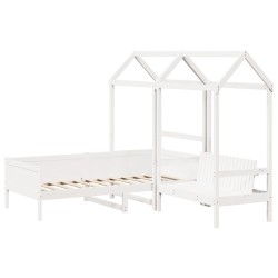 Ensemble de lit de jour et de banc avec toit sans matelas blanc 