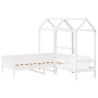 Ensemble de lit de jour et de banc avec toit sans matelas blanc 