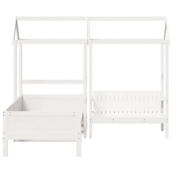 Ensemble de lit de jour et de banc avec toit sans matelas blanc 
