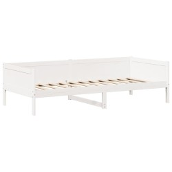 Ensemble de lit de jour et de banc avec toit sans matelas blanc 