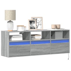 Meuble TV mural avec lumières LED sonoma gris 130x31x45 cm 
