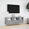 Meuble TV mural avec lumières LED sonoma gris 130x31x45 cm 