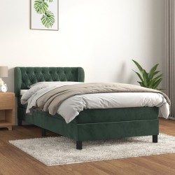Sommier à lattes de lit avec matelas Vert foncé 90x190 cm 