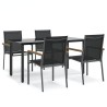 Ensemble à manger de jardin 5 pcs noir textilène et acier 
