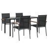 Ensemble à manger de jardin 5 pcs noir textilène et acier 