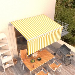 Auvent rétractable automatique avec store 3,5x2,5 m Jaune blanc   