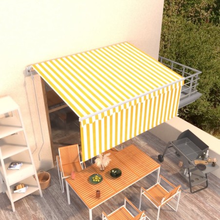 Auvent rétractable automatique avec store 3,5x2,5 m Jaune blanc   