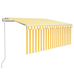 Auvent rétractable automatique avec store 3,5x2,5 m Jaune blanc   