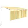Auvent rétractable automatique avec store 3,5x2,5 m Jaune blanc   