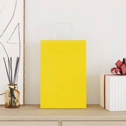 Sacs en papier 50 pcs avec poignées jaune 21x11x31 cm 