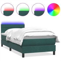 Sommier à lattes de lit et matelas vert foncé 90x220 cm velours 
